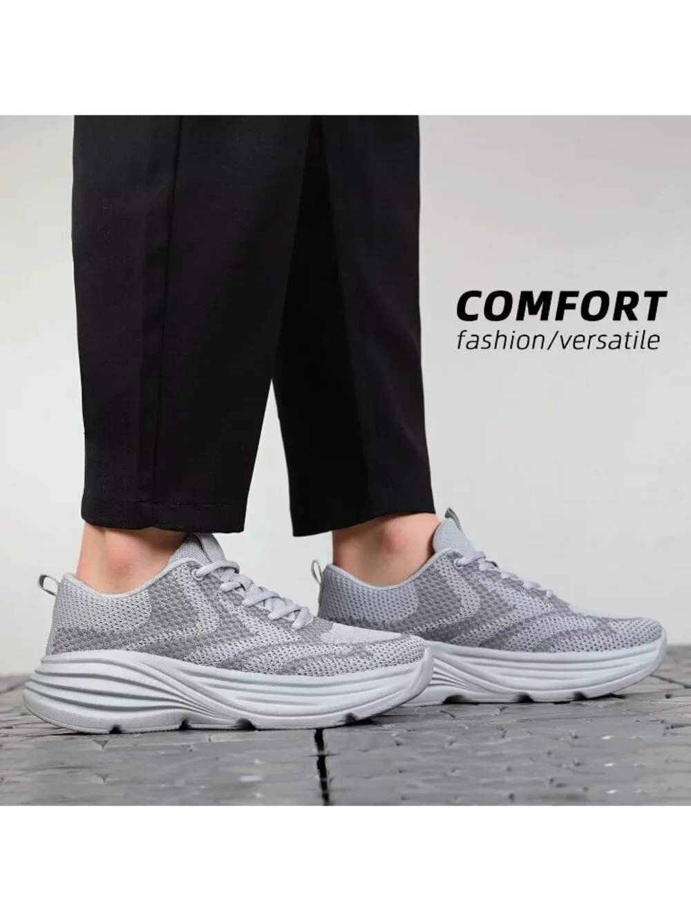 Men's Dark Grey Non Slip Walking Shoes Lightweight Breathable Running Shoes